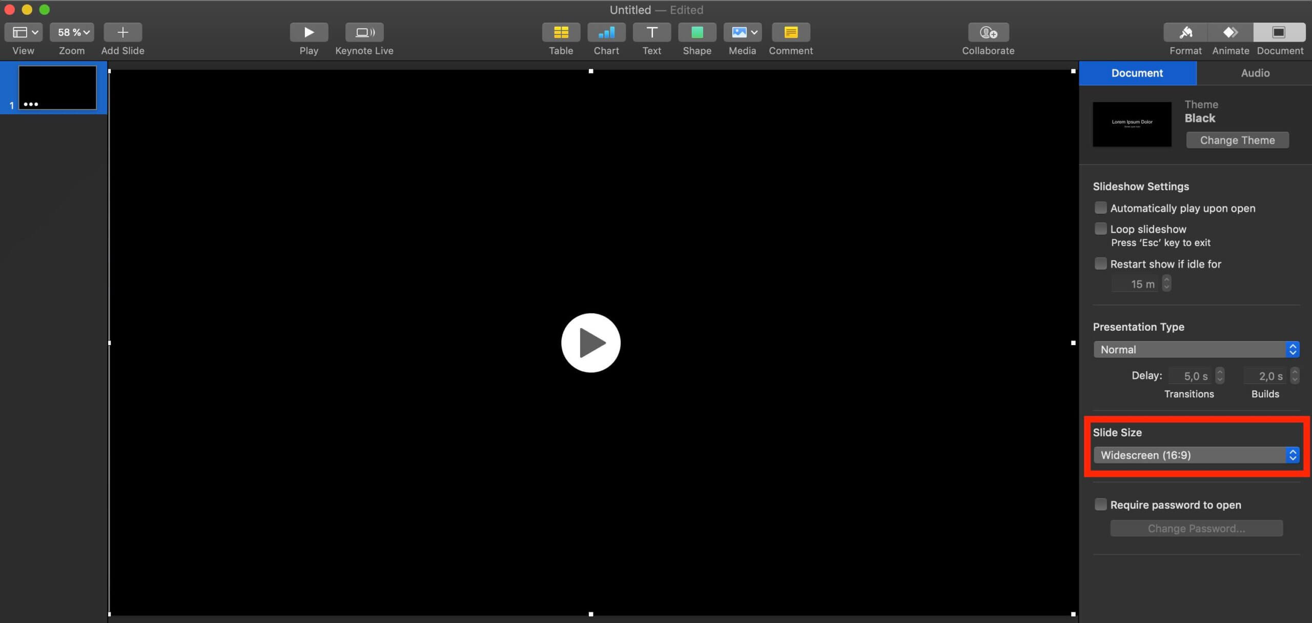 Screenshot of inserting videos in Apple Keynote