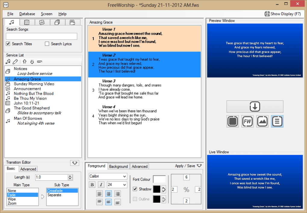 free software for worship presentation