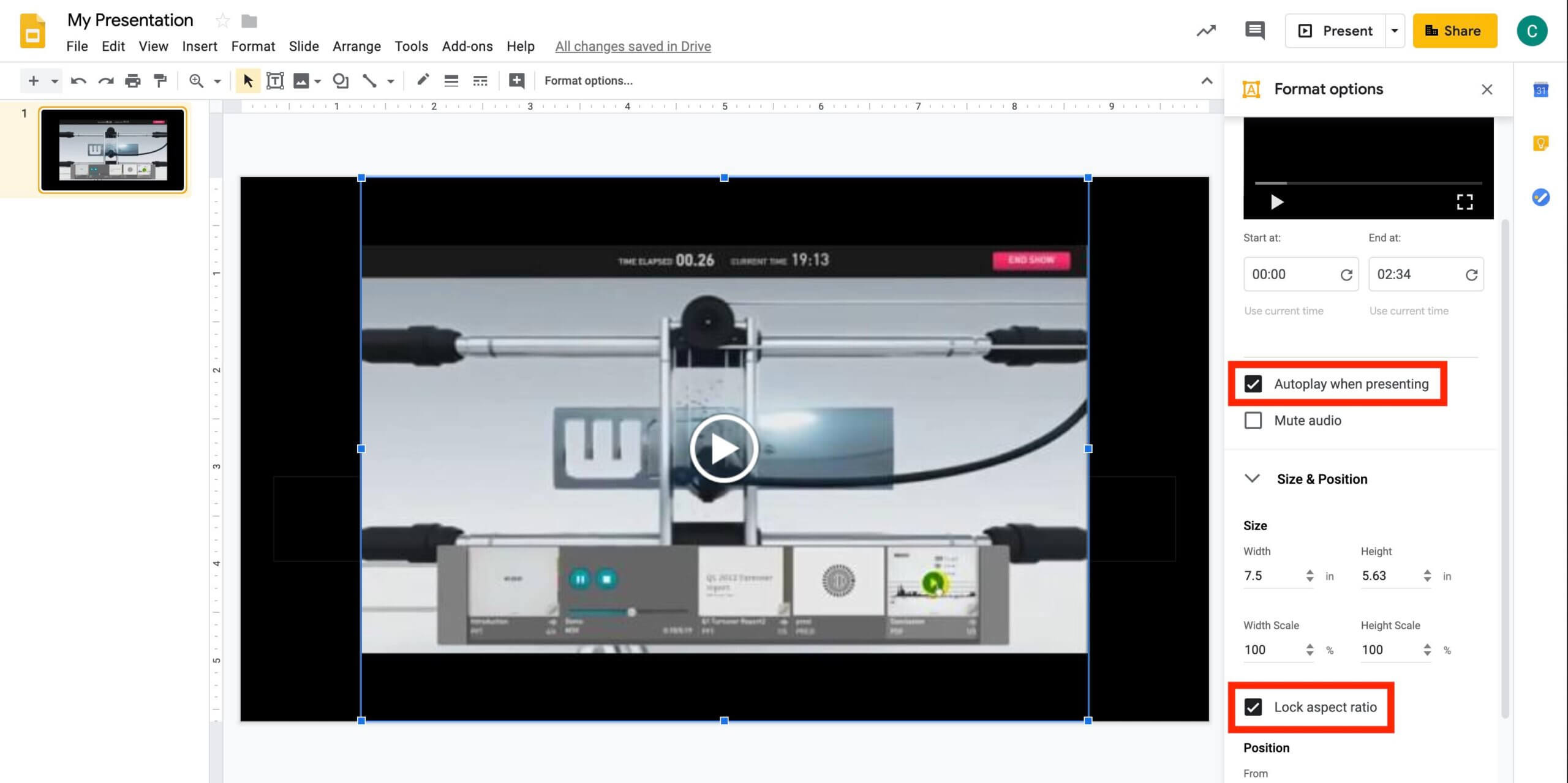 Screenshot of embedding and inserting videos in Google Slides