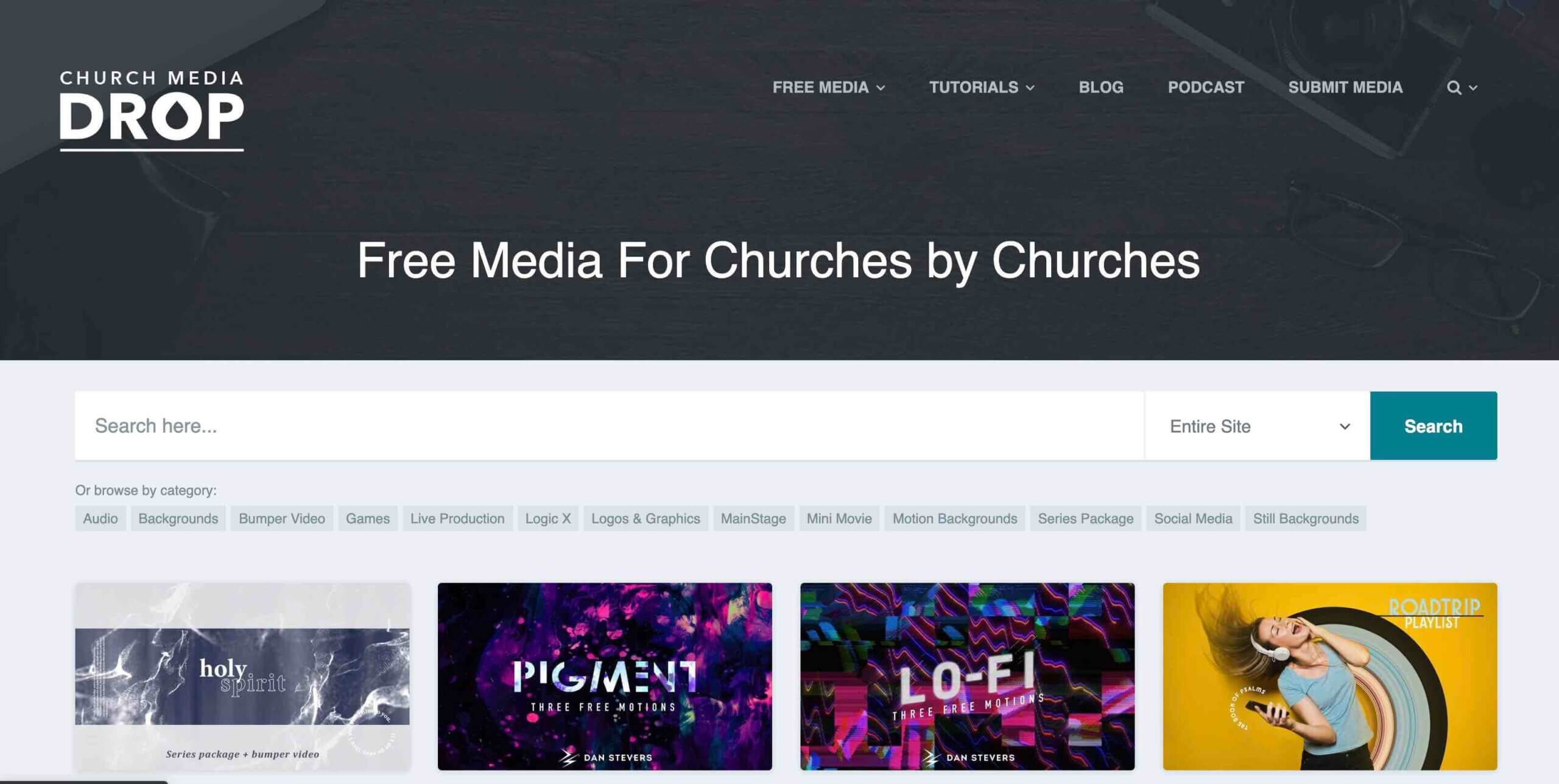 Church Media Drop free media for churches including motion backgrounds