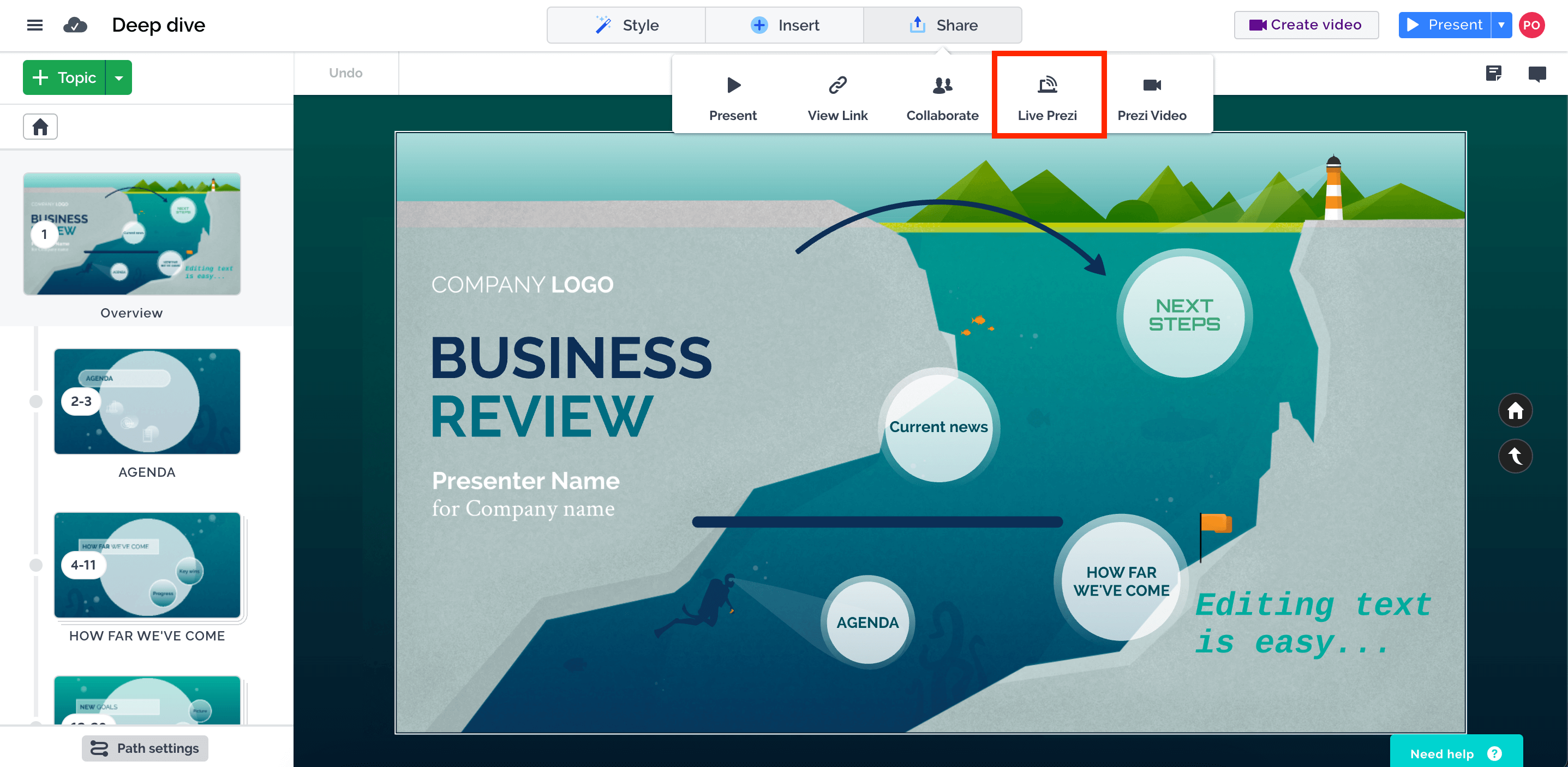 prezi presentation tool